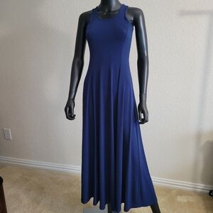 Michael Kors Navy Maxi Dress Sleeveless Fit & Flare XXS Balletcore Side Slit